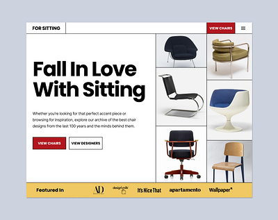 For Sitting – Chair Design Archive Hero design herosection ui webdesign website