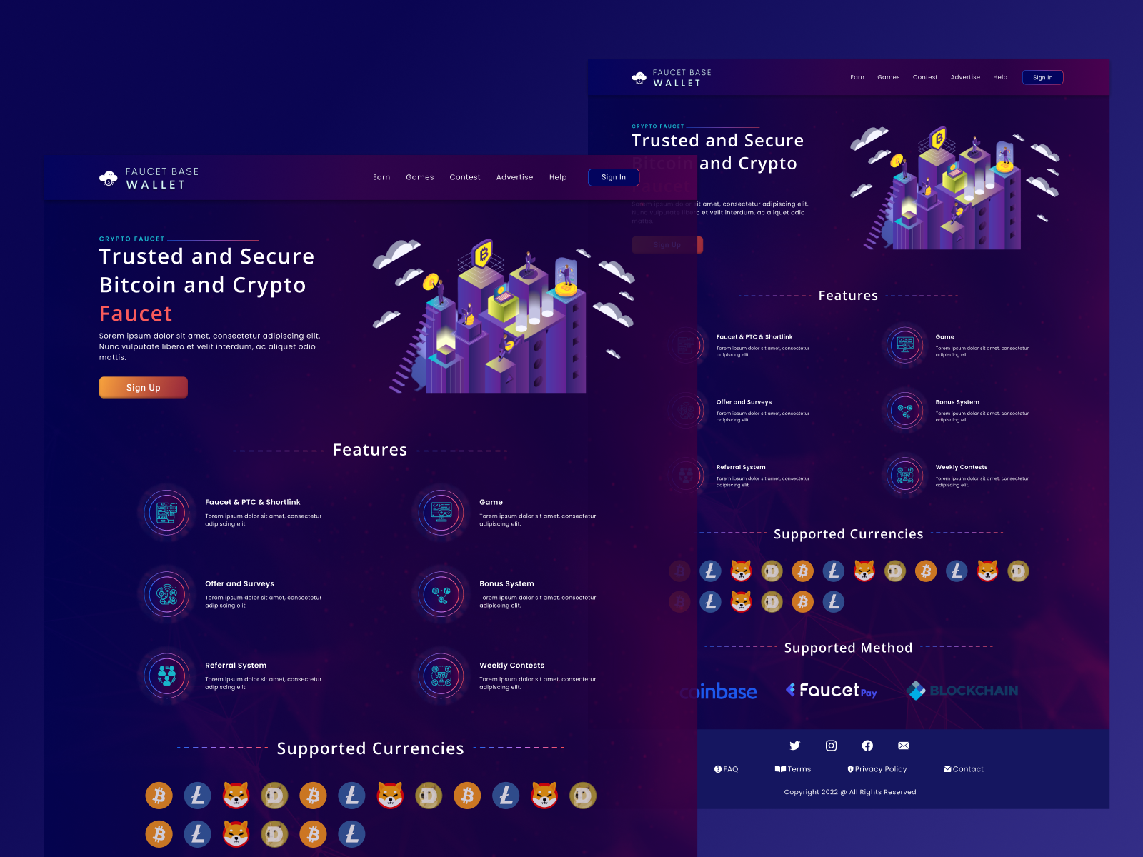 Crypto Faucet Wallet Landing Page by Bilash Saha on Dribbble