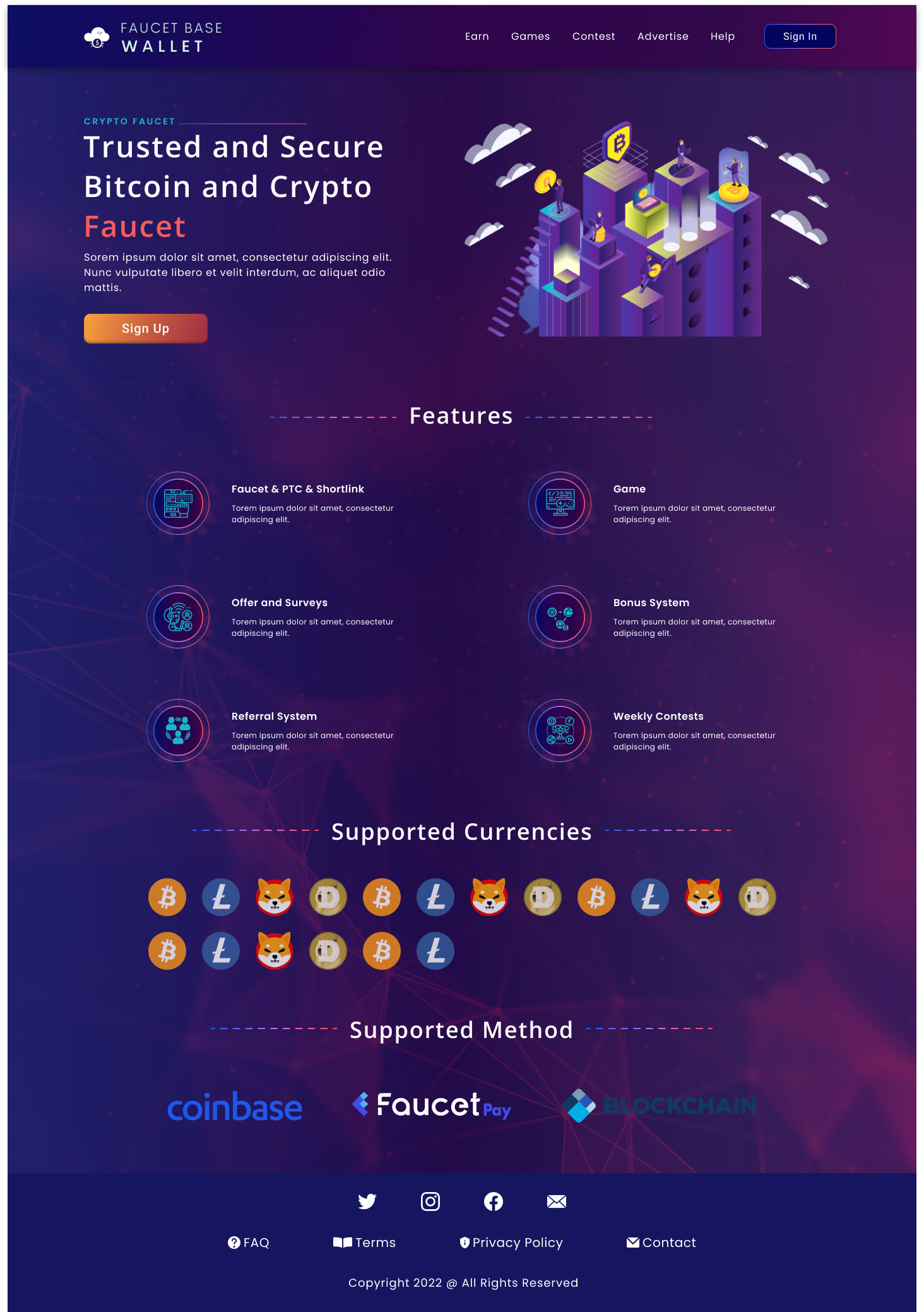 Crypto Faucet Wallet Landing Page by Bilash Saha on Dribbble
