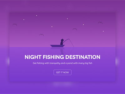 Night Fishing Destination Web Design graphic design illustration night sunset ui vector web design