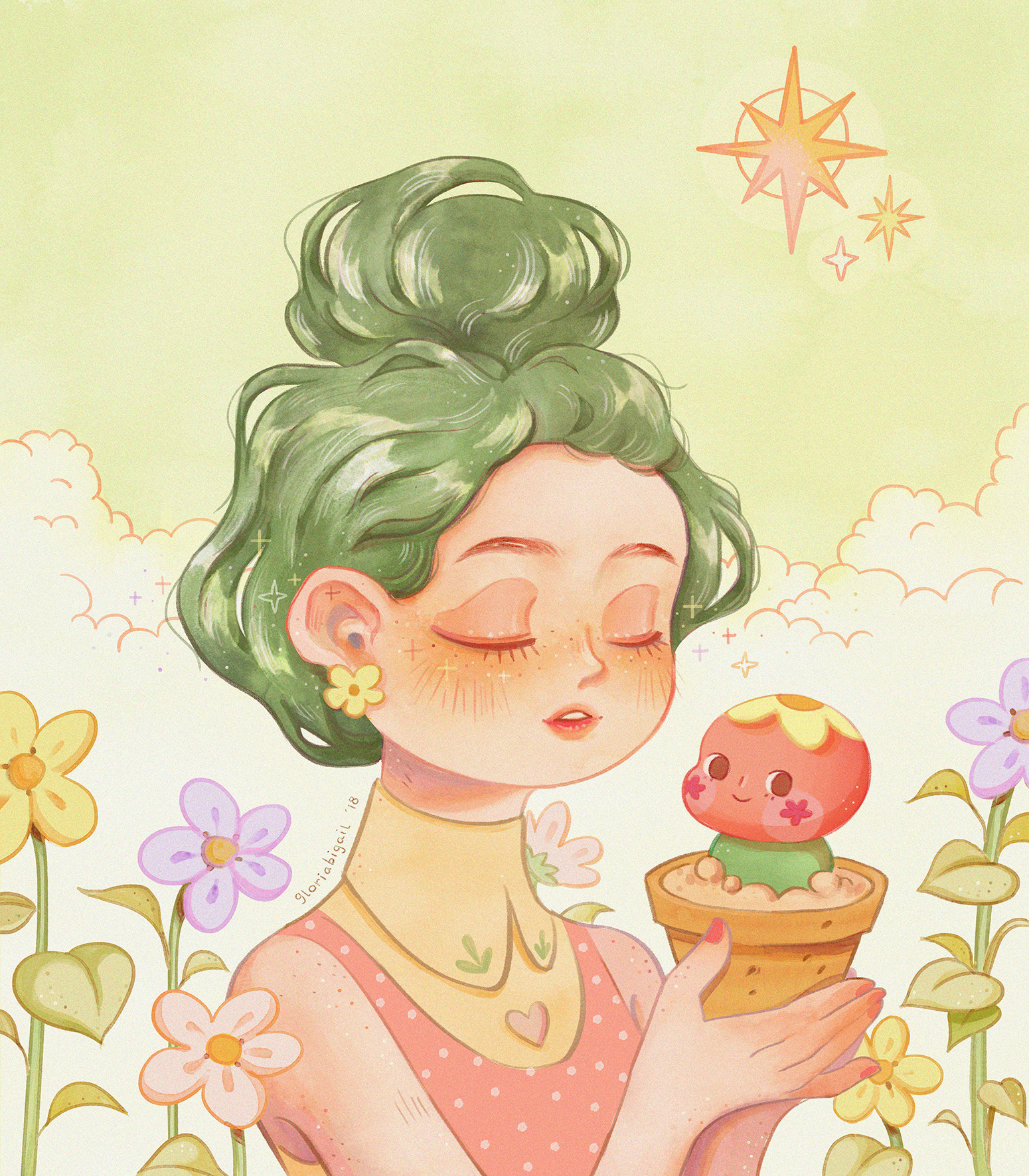 👩‍👧💗 Motherhood animation art baby characterdesign cute design draw dreamy flat flower flowerpot garden illustration minimal mother motherhood original painting vector woman