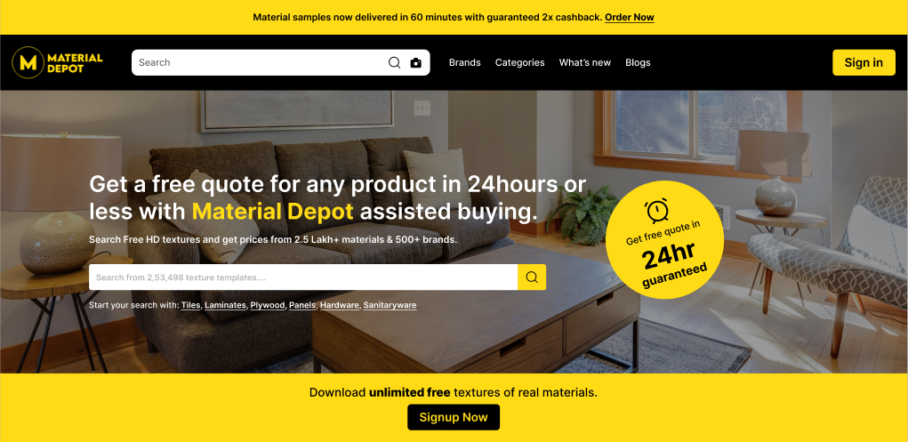 Material Depot Redesign design redesign ui uiux ux website