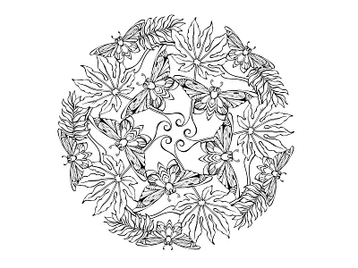 Mandala from the set “Little Cozy Town” Coloring pages. Vector. little cozy town