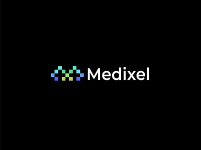 medixel logo branding graphic design icon logo design logo designer logos lopoly logo medical logo medixel logo minimal modern logo mx logo pixel logo visual identity design voxel