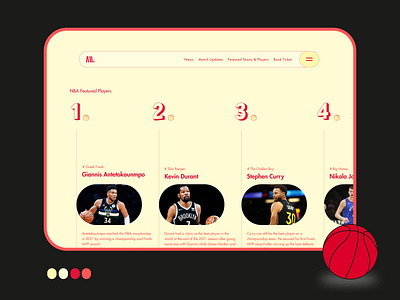 Web site - NBA Featured Players basketball branddesign branding creative design designstudio graphic design illustration layout lighttheme sports sportswebsite ui ux webdesign website