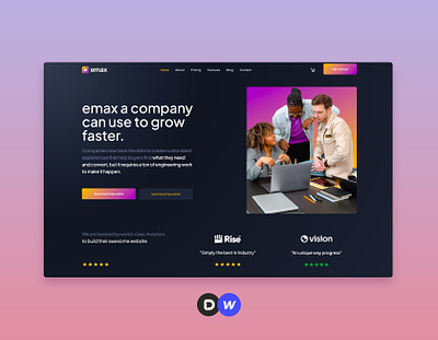 Emax - Startup Website Template agency app corporate design development landing one page saas small business uiux web web design webflow website
