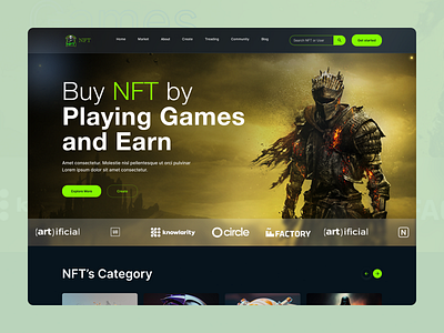 NFT Game Landing Page🐱‍🚀 airdrop blockchain design chain game crypto cryptocurrency design game landing page game website metaverse nft game nft games nft landing page online game play to earn ui ux web website