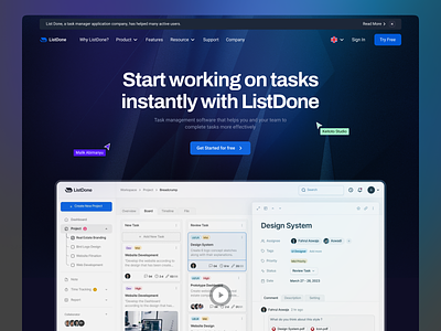 ListDone - Landing Page Website for SaaS Startup agency business web dashboard homepage landing landing page marketing page project management saas startup task management ui web web design web page web site website website design website designer