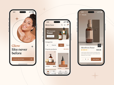 Beauty commerce app appdesign beautyapp beautycommerce beautyproductsapp beautystore branding brown brownbeauty cosmetic e commerce app design dribbble ecommerce figma minimal productapp shoppingapp skincare skincare products ui uiux