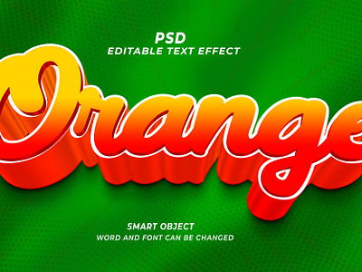 Orange 3d editable text effect PSD orange editable text text effect