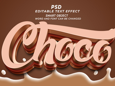 Choco 3d editable text effect PSD choco food choco milk text effect