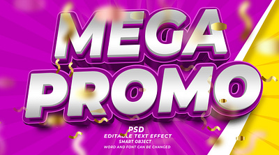 Mega promo sale 3d editable text effect PSD mega sale promo sale text effect