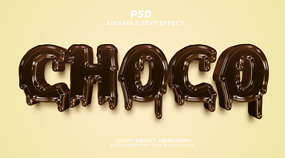 Choco food 3d editable text effect PSD choco food choco milk text text effect