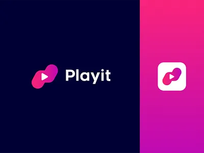 Playit app icon design app icon best logo branding company logo creative logo design gradient graphic design icon design logo logo trends 2023 meadia modern modern colorful logo music logo play button play logo design playit song symble