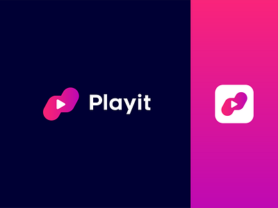 Playit app icon design app icon best logo branding company logo creative logo design gradient graphic design icon design logo logo trends 2023 meadia modern modern colorful logo music logo play button play logo design playit song symble