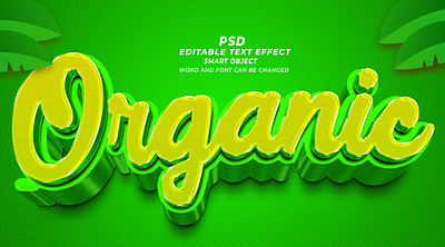 Organic text effect 3d template PSD fresh food organic food text effect