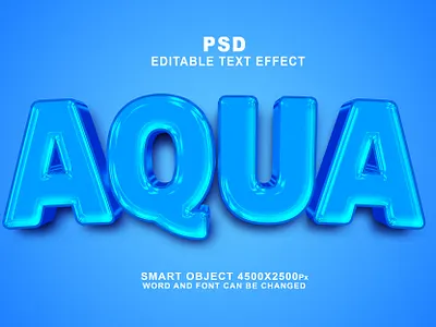 Aqua 3d editable text effect PSD text effect