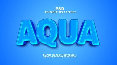 Aqua 3d editable text effect PSD text effect