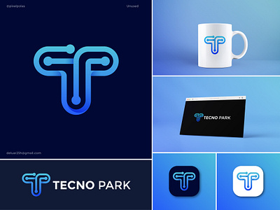 Logo Design, Brand Identity, Tecno Park Logo, Modern Logo app logo art brand guid brand identity branding business design gradient logo graphic design letter logo logo logo design logofolio logotype modern logo tech technology