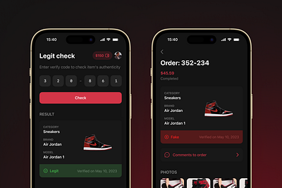 Legit Fam App check code completed fashion legit order product design search sneackers ui