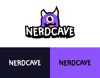 Nerdcave | Logo branding design gaming geek graphic design illustration logo nerd purple