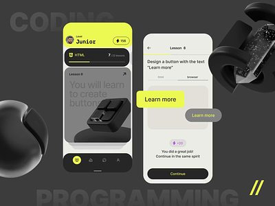 Code Learning Mobile IOS App android animation app app design app interaction code dashboard design education ios learn mobile mobile app mobile ui motion online online school programming ui ux