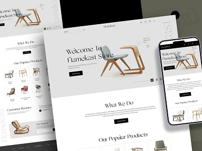 Furniture Website Design | Landing Page UI chair design flamekast furniture furniture app furniture shop furniture store homepage interior design landing page landingpage online store responsive uiux webdesign website website design