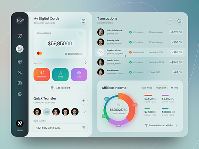 Online Banking Dashboard Concept banking bar card credit dashboard design finance interface list online transactions transfer ui ux