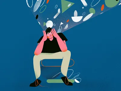 Overthinking abstract branding cartoon character conceptual design drawing editorial graphic design illustration tex texture