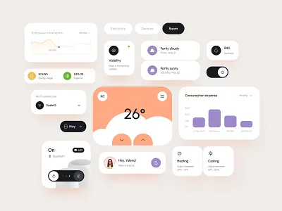 SmartHome Bliss: Modern UI Components Design Concept design gradient home smarthome ui components ui elements uidesign uiux