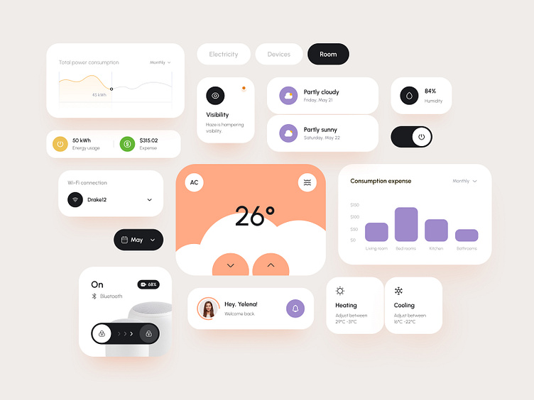 SmartHome Bliss: Modern UI Components Design Concept by Inverse Studio ...