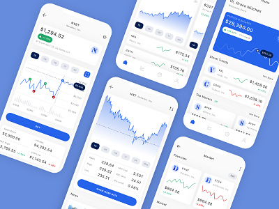 Stock Market Mobile App UI Kit app bitcoin chart design finance market stock ui ui design ui kit ux