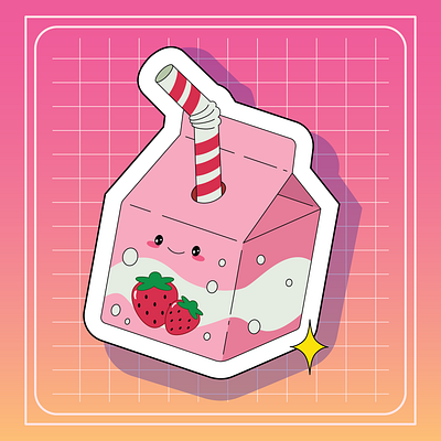 Strawberry Milk design graphic design illustration kawaii sticker vector