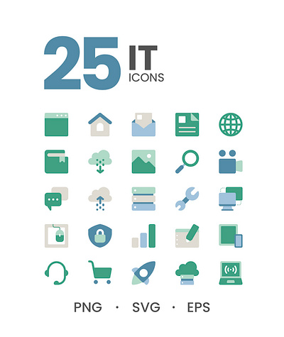 Information Technology Icons branding clean design flat flat icon graphic design icon illustration information technology internet it it icons logo server technology technology icons ui ux web design website