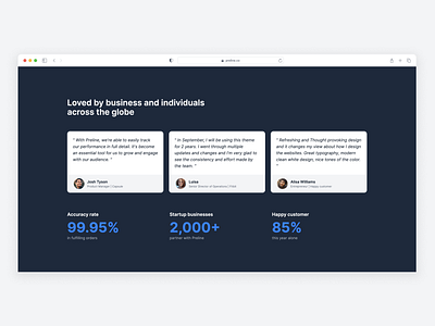 Testimonials - Preline UI avatar casestudy components design system figma free freebie opensource preline preline ui prelineui stats tailwind tailwind css tailwindcss template testimonials ui web