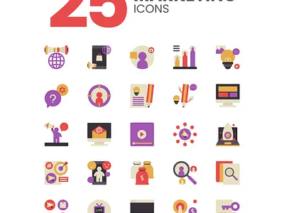Marketing Icons branding clean design flat flat icon graphic design icon illustration logo marketing marketing icons seo social media social media marketing ui ui ux ux video web design website