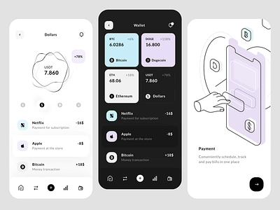 Crypto mobile app "Walle" app bitcoin crypto design ui