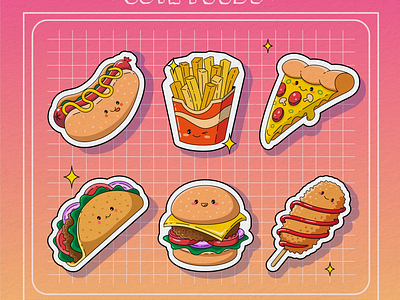 Kawaii Foods design graphic design illustration kawaii sticker vector