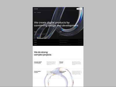 Corporate website of a digital company 3d animation branding digital developer fullwidth grid home landing page layout motion graphics shape 3d motion ui