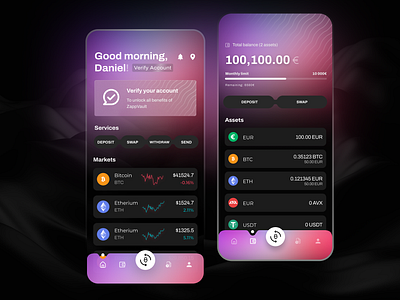 ZappVault — crypto assets in a single vault branding figma illustration mobile design product design prototype ui ux