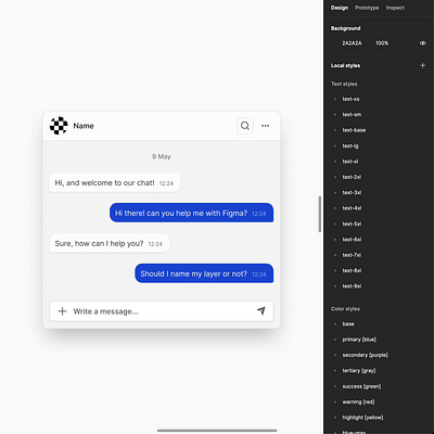Responsive Chat Component in Figma auto layout chat components design elements design system figma input interface message messenger mobile design product design properties responsive send ui ui kit ux
