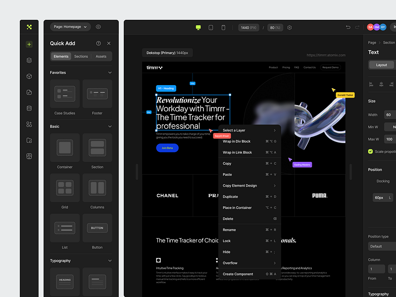 Atomix - No Code Web Builder 3d atomix black branding component dashboard daily dashboard design illustration ui ui design uiux ux vector