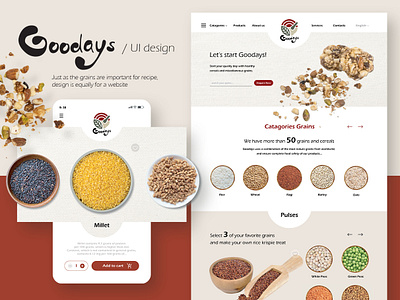 Goodays grains branding UI app branding cereal food food branding grains graphic design landing page ui uiux