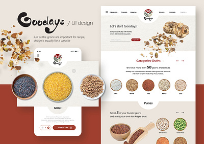 Goodays grains branding UI app branding cereal food food branding grains graphic design landing page ui uiux