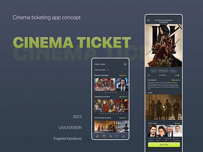 Cinema ticketing app concept app interface cinema mobile ticket u ui user expirience ux