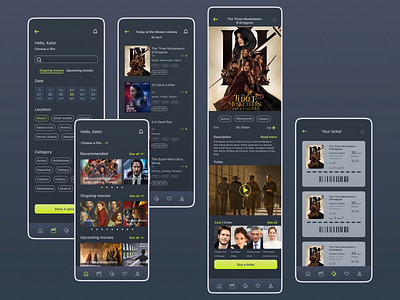 Cinema ticketing app concept app cinema ticket design mobile ticket ui user experience ux