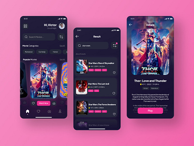 Movie Streaming App darkmode mobile app movie streaming streamingapp ui uiuxdesign ux