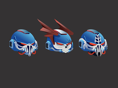 Space Marine Helmets 40k character component design library figma gaming gradient graphic design helmet icons illustration scifi space toy vector vectors warhammer