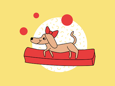 Cute dog digital illustration dog illustration mattress vector vector art vector illustration
