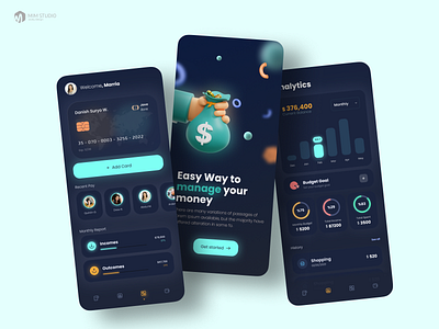 Finance app app bank chart dark finance minimal ui uix